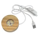 LED Basis Holz mit USB Anschluss mit Schalter